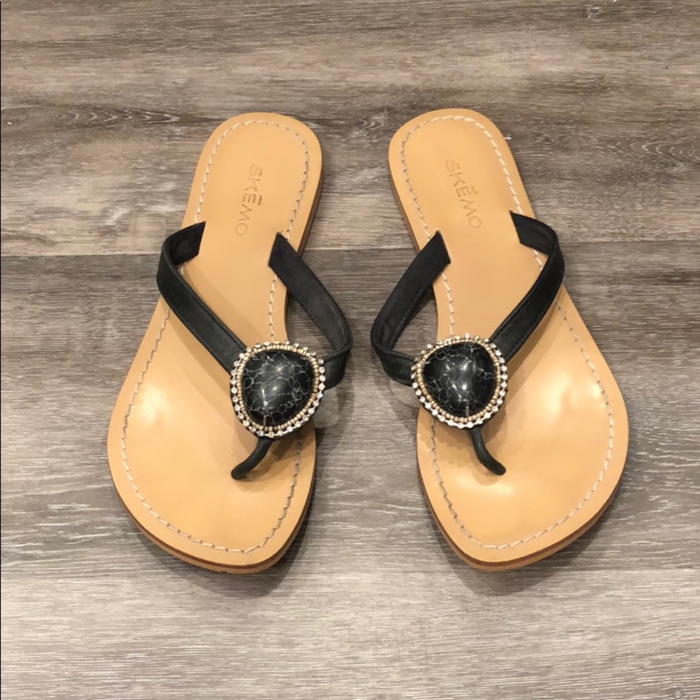 Statement jewel black sandals